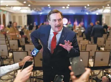  ?? Jae C. Hong Associated Press ?? MIKE LINDELL, chief executive of MyPillow, is pushing for U.S. elections to stop using any electronic voting and return to hand-counted paper ballots. One red California county has taken him up on the idea.