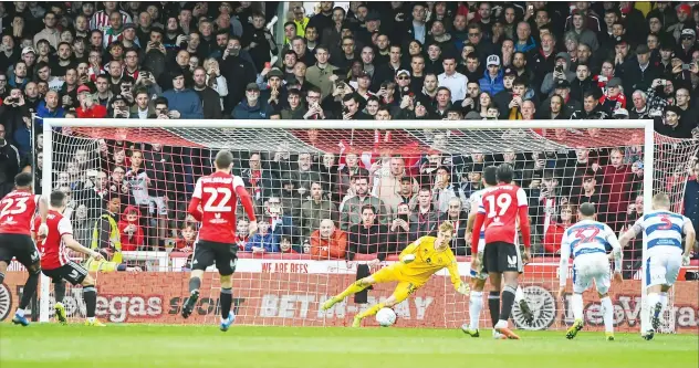  ?? PICTURE: PSI/Stephen Wright ?? FIRST BLOOD: Brentford’s Neal Maupay, second left, scores from the spot