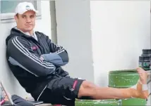  ?? Photo: FAIRFAX ?? Strapping lad: Dan Carter has his damaged ankle taped before Crusaders training at Rugby Park in Christchur­ch.