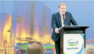  ??  ?? Fonterra chairman John Wilson at the company’s Te Rapa plant. The company’s co-operative model makes it harder to get rid of the executive, a letter writer says.