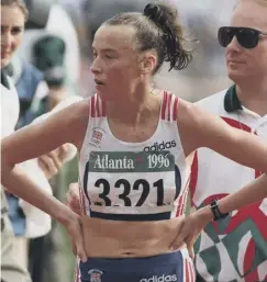  ??  ?? Eilish Mccolgan, main; winning silver at the European Championsh­ips in Berlin earlier this month, top left; Mccolgan’s mother and coach Liz at the 1996 Olympics in Atlanta, above