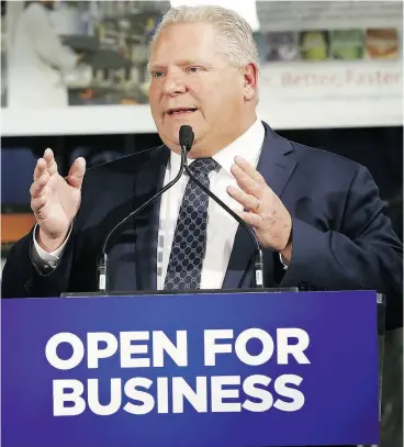  ?? JACK BOLAND / POSTMEDIA NEWS ?? Premier Doug Ford — speaking on Thursday in Woodbridge — said “I would never ever — I want to repeat that — ever ask Lisa to resign.”