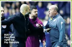  ??  ?? BUST-UP: Paul Cook, right, and Pep Guardiola