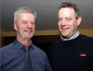  ??  ?? Eddie Cassidy and Eamonn Kehoe at the Wexford Toastmaste­rs 10th anniversar­y party in Wexford Harbour Boat and Tennis Club.