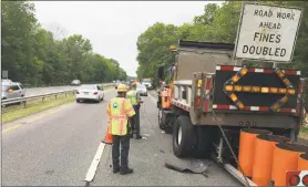  ?? Contribute­d photo ?? A 2017 accident in which a state Department of Transporta­tion worker was struck during roadwork near New Haven, incurring injuries. In September 2018, workers compensati­on insurers proposed cutting a key component of rates nearly 17 percent, if approved by state regulators marking a third straight year of double-digit percentage decreases.