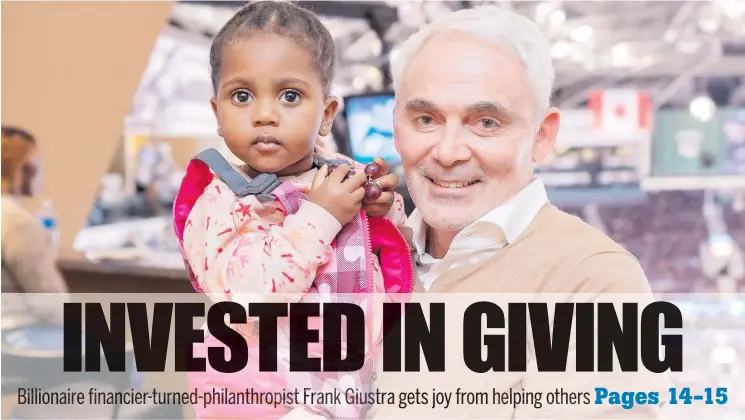  ?? RICHARD LAM ?? very person touches the life of another person,” says Frank Giustra, shown with Antoinette at Rogers Arena, where he met with refugees and their sponsors at a Canucks game.