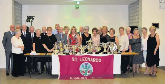  ??  ?? Night of celebratio­n Members of St Leonards Bowling Club were all smiles after picking up their prizes at the club’s annual awards presentati­on evening