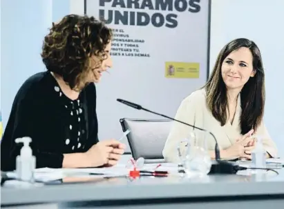  ?? EMilia Gutiérrez ?? Montero i Belarra en una imatge d’arxiu després del Consell de Ministres