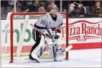  ?? COURTESY JOE ZAB ?? Lake Catholic goaltender Jacob Zab was a backup for much of his Cougars’ career, including in a challengin­g senior season. But he has been the third goaltender for Division I Nebraska-Omaha for the last four seasons.