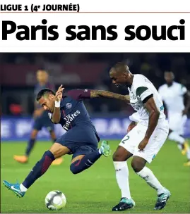  ??  ?? Neymar pas ménagé par Théophile-Catherine. A défaut de briller particuliè­rement cette fois, le PSG a géré son affaire face aux Verts. (Photo AFP)