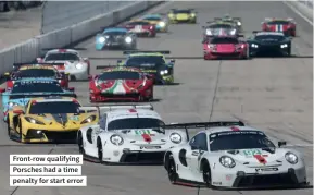  ?? ?? Front-row qualifying Porsches had a time penalty for start error