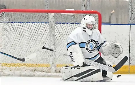  ?? Justin Guido/For the Post-Gazette ?? Seneca Valley's Cenzo DiTullio is one of Class 3A's best goalies and takes a 2.47 goals-against average into Monday's PIHL semifinal against North Allegheny.