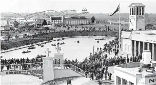  ?? ?? The amusement park in the North East Coast Exhibition was popular during the hot weather, with many taking to the lake in 1929