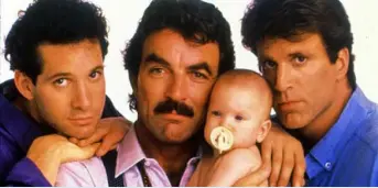  ??  ?? Steve Guttenberg, Tom Selleck and Ted Danson in the 1987 Hollywood movie, ‘Three Men and a Baby’