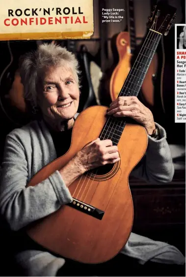  ??  ?? Peggy Seeger, Lady Luck: “My life is the prize I won.”