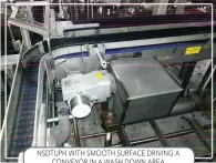  ??  ?? NSDTUPH WITH SMOOTH SURFACE DRIVING A CONVEYOR IN A WASH DOWN AREA