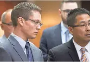  ?? MARK HOFFMAN / MILWAUKEE JOURNAL SENTINEL ?? Joshua Larson (left) has been sentenced to 10 years for causing a fatal 2016 crash that killed two. He was intoxicate­d.