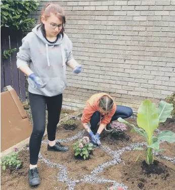  ??  ?? National Citizen Service youngsters working on the flower and herb garden at Whitby Drive Care Home.