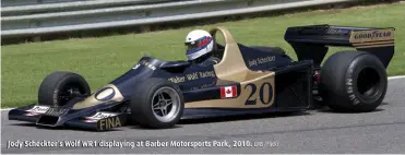  ??  ?? Jody Scheckter`s Wolf WR1 displaying at Barber Motorsport­s Park, 2010. LMS/Flickr