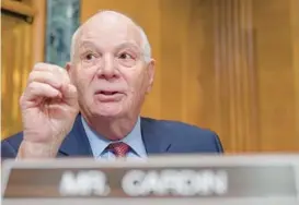  ?? STAFF FILE ?? Sen. Ben Cardin, D-Md., talks during a Senate Finance Committee business meeting to consider the nomination of Martin O’Malley of Maryland to be Commission­er of Social Security on Nov. 28, in Washington, D.C.