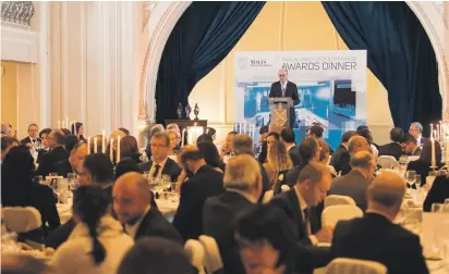  ??  ?? Minister for Finance Edward Scicluna addresses the Malta Stock Exchange Annual Awards event held recently at the Phoenicia Ballroom
