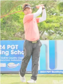  ?? PHOTOGRAPH COURTESY OF Q-SCHOOL ?? OZEKI Kakeru makes a strong recovery to open with a 69 and gain a share of lead in the PGT Q-School.