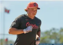  ?? MARK TAYLOR/THE CANADIAN PRESS ?? Orioles second baseman Jackson Holliday works on his base running before a spring training game against the Blue Jays on March 19 in Dunedin, Florida.