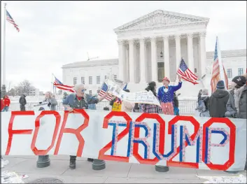 ?? Jose Luis Magana The Associated Press file ?? Supporters of former President Donald Trump protest in January 2023 outside of the Supreme Court on the second anniversar­y of the Jan. 6 riot at the U.S. Capitol.