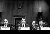  ?? ANDREW CABALLERO-REYNOLDS/GETTY-AFP ?? State Department officials Charles Rosenfarb, left, Todd Brown and Francisco Palmieri, right, testify Tuesday.