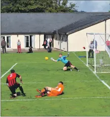  ?? 01_B39footy06 ?? The Drumchapel keeper at full stretch to make a save.