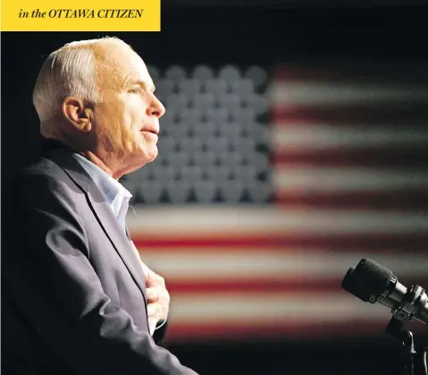 ?? GERALD HERBERT / THE ASSOCIATED PRESS FILES ?? U.S. Senator John McCain, who died Saturday at 81, capped his political career by voting down the repeal of Barack Obama’s health care law.