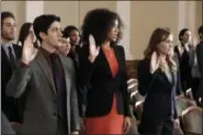  ?? ABC/NICOLE WILDER ?? Wesam Keesh, Jasmin Savoy Brown, Britt Robertson in “For The People.”