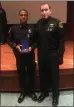  ?? PHOTO COURTESY OF JOHN DAILY ?? John Daily (right) stands with his partner, Officer Alonzo Reid, who Daily said helped save his life in a 2018 car accident while on the job.