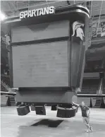  ?? ARMSTRONG
BOB ?? The Breslin Center's scoreboard lowered from its rafters on Wednesday, June 21, 2023.