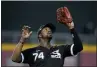  ?? ROSS D. FRANKLIN — THE ASSOCIATED PRESS ?? Chicago White Sox left fielder Eloy Jimenez could miss the entire 2021 season because of a ruptured pectoral tendon.