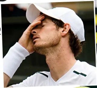  ??  ?? Defeat: Andy looked crushed after his loss on Centre Court. Right, struggling with his hip