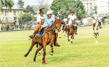  ??  ?? Kaduna based Ibrahim Babangida breaks free from the chasing pack as he led Port Harcourt Daewoo in their quest for the Governor Cup during the Niger delta Polo festival in Port Harcourt last year.