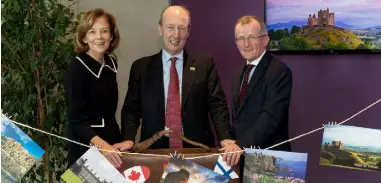  ??  ?? Joan O’Shaughness­y, chairman of Tourism Ireland, Tourism Minister Shane Ross and Niall Gibbons, ceo of Tourism Ireland. Photo: Fennells