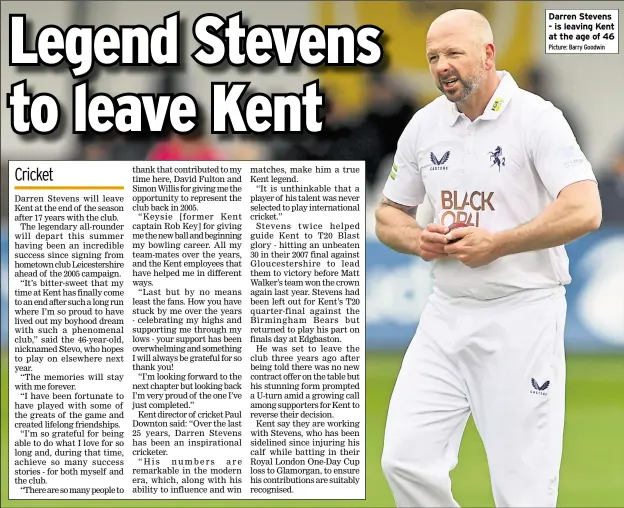  ?? Picture: Barry Goodwin ?? Darren Stevens - is leaving Kent at the age of 46