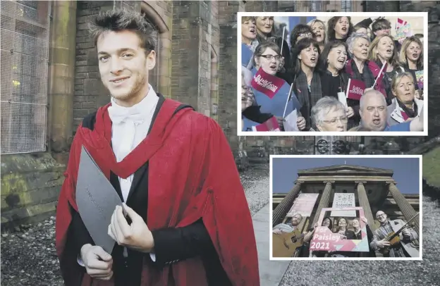  ??  ?? 0 Paolo Nutini is to join Paisley’s residents, top right, and Culture Secretary Fiona Hyslop, above right, in backing the city’s bid for the UK culture title