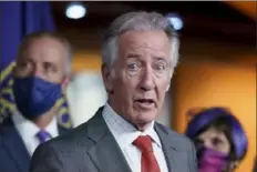  ?? J. Scott Applewhite/Associated Press ?? House Ways and Means Committee Chairman Richard Neal, D-Mass., joins other House Democratic leaders at a news conference July 30 at the Capitol in Washington. The Justice Department said Wednesday the Treasury Department must provide the committee with former President Donald Trump’s tax returns.