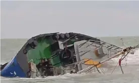  ?? Photograph: Tunisian Defence Ministry/AFP/ Getty Images ?? The sunken Xelo vessel off the Gulf of Gabes.