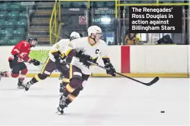  ??  ?? The Renegades’ Ross Douglas in action against Billingham Stars