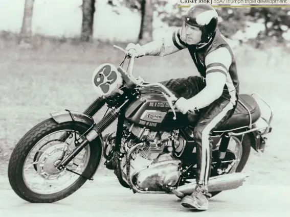  ??  ?? Forget the girls, many Americans, including Mr W Davis here, just wanted more and more power to suit their tough racing style and the steel sliders on their boots. Note the legend to the top of the tank, Big D Cycles of Dallas, Texas, builder of many fast Triumphs.