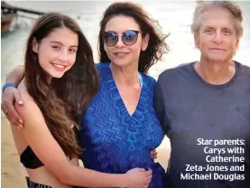  ??  ?? Star parents: Carys with Catherine Zeta-Jones and Michael Douglas
