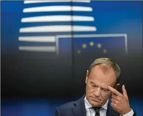  ??  ?? Donald Tusk a reconnu que l’absence d’accord était «plus probable que jamais ».