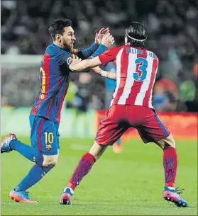  ?? FOTO: MORATA ?? Filipe Luis tratará de volver a parar a Leo Messi
