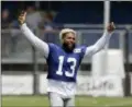  ?? THE ASSOCIATED PRESS ?? New York Giants’ Odell Beckham Jr. gestures after a practice Aug. 7at the NFL football team’s training camp in East Rutherford, N.J.