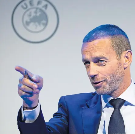  ??  ?? Above: Uefa president Aleksander Ceferin, who yesterday announced the ‘purpose over profit’ decision to delay Euro 2020; right: the president at the launch of the tournament in 2016; below: SFA chief executive Ian Maxwell, who doubts if the play-off game with Israel will go ahead in April.