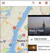  ??  ?? Esta app te muestra las mejores actividade­s y lugares de interés en tu ]ona Ge GesWino�